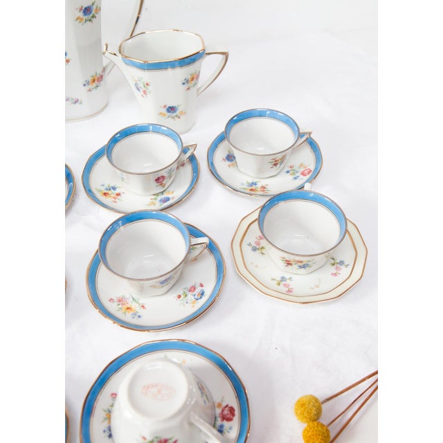 Blue Porcelain Coffee Service for 10 from Gaucher Blin, Vierzon, France, 1920s-1930s, Set of 23 For Sale - Image 8 of 10