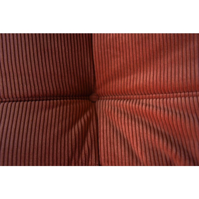 Textile Coral Corduroy Togo Three-Seat Sofa by Michel Ducaroy for Ligne Roset For Sale - Image 7 of 10
