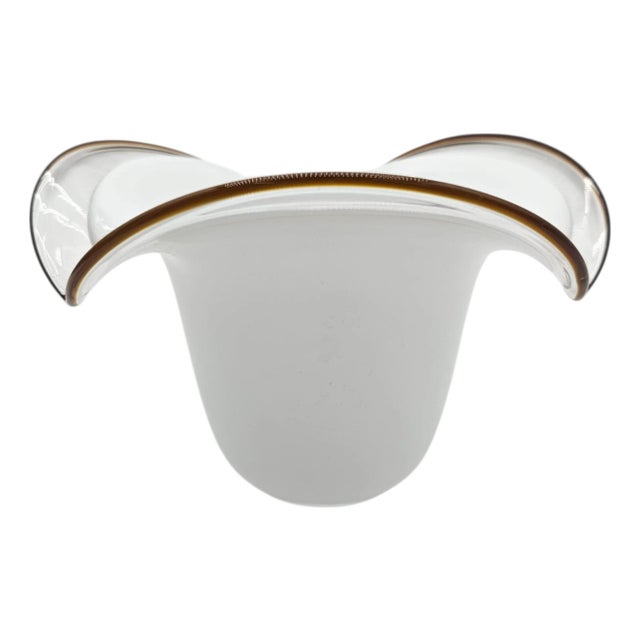 Murano White Tulip Art Glass Lamp Shade With Golden Rim – 6.5” Globe For Sale