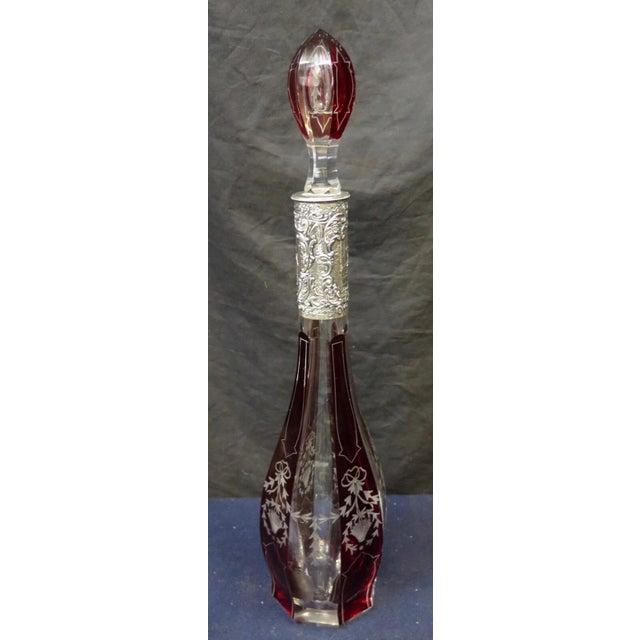 Red Vintage Early 20th Century Bohemian Decanter For Sale - Image 8 of 11