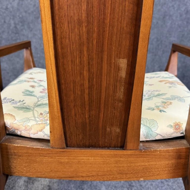 Pair of Mid-Century Modern Walnut Cane-Back Arm Chairs For Sale - Image 12 of 13