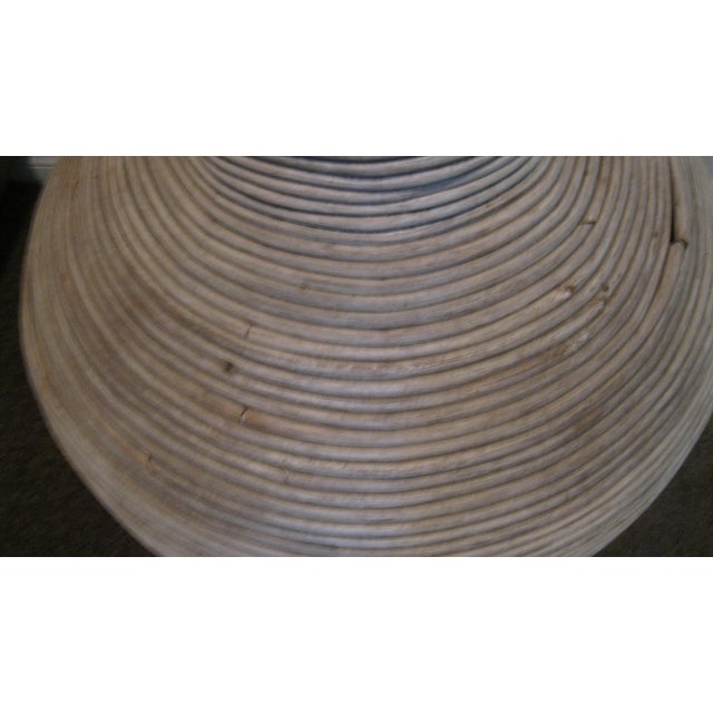 Wood Vintage Coastal Sophistication White Pencil Reed Rattan Floor Vase in Ginger Jar Shape For Sale - Image 7 of 8