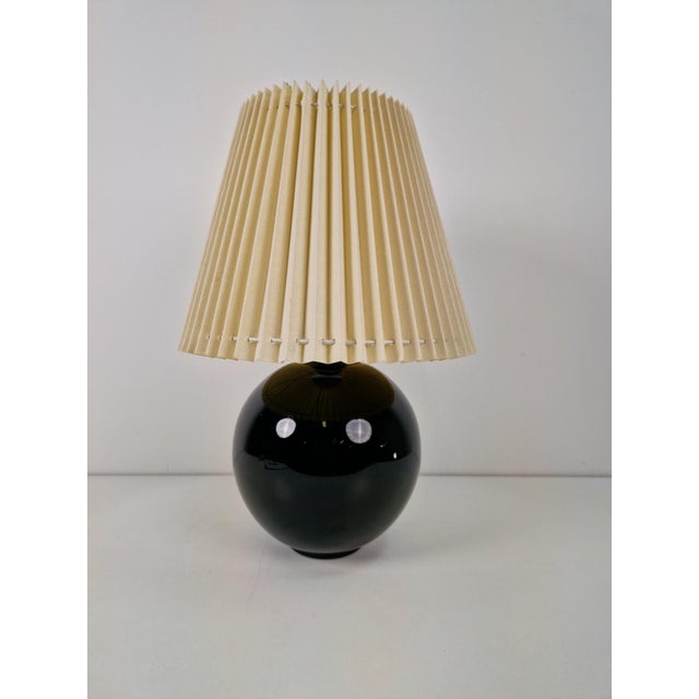 Black Black Opaline Glass Spherical Table Lamp in the style of Jacques Adnet, 1950s For Sale - Image 8 of 10