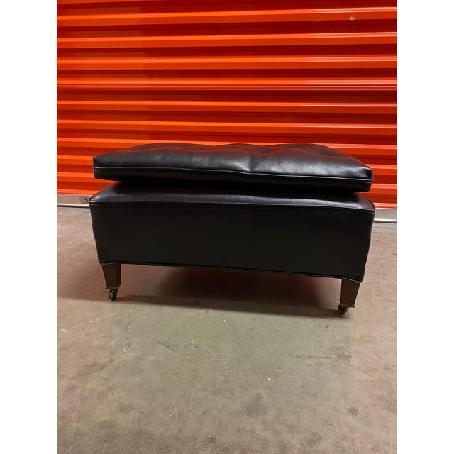 1960s Black Faux Leather Club Chairs With Ottoman Chairish