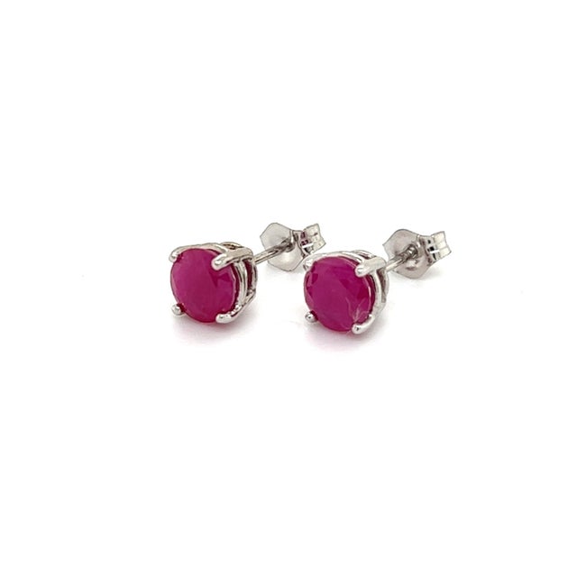 Metal Natural Ruby Stud Earrings 14k Gold 1.91 TCW 1.28 Grams Certified For Sale - Image 7 of 11