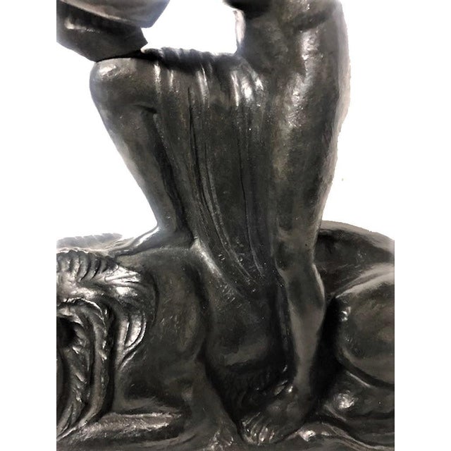 Ernst Seger, David and Lion, German Art Deco Patinated Bronze Sculpture, c. 1920 For Sale In New York - Image 6 of 11