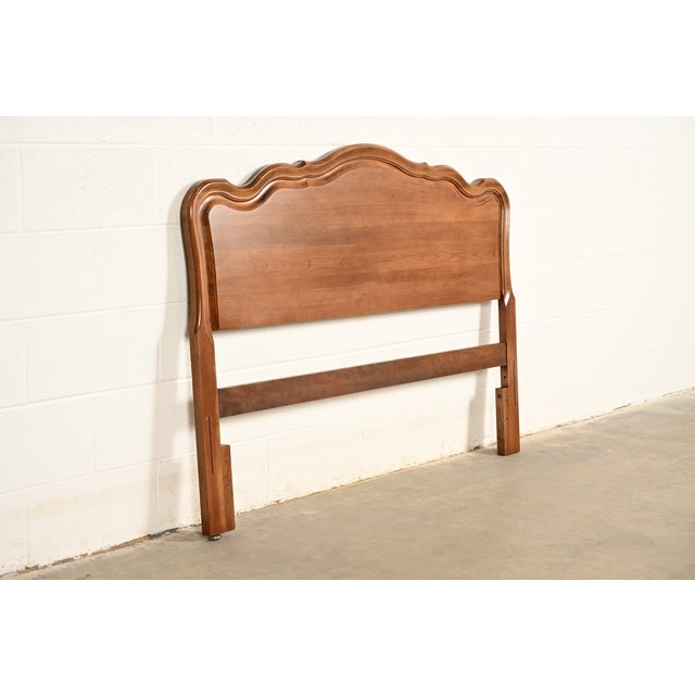 Kindel Furniture Kindel Furniture French Provincial Louis XV Cherry Wood Full Size Headboard, Circa 1960s For Sale - Image 4 of 9
