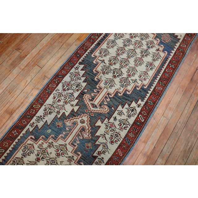 Asian Antique Antique Narrow Tribal Persian Runner - 2'6" x 12'1" For Sale - Image 3 of 10