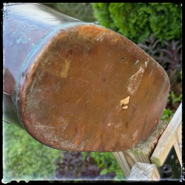 Vintage Copper Hammered Basin French Country Basin Planter With Steel Handles For Sale - Image 9 of 11
