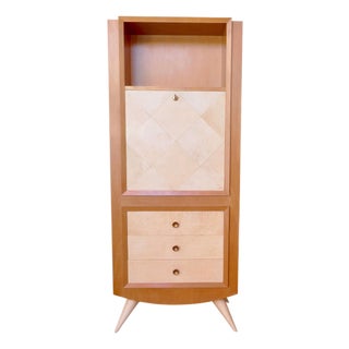 French Secretaire in Ash Wood and Parchment by Blanche Klotz, 1930s For Sale