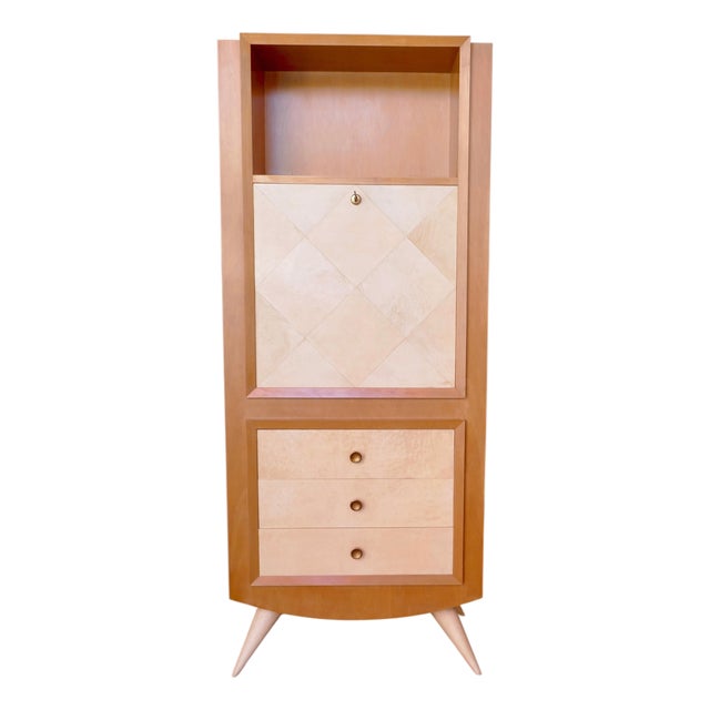 French Secretaire in Ash Wood and Parchment by Blanche Klotz, 1930s For Sale