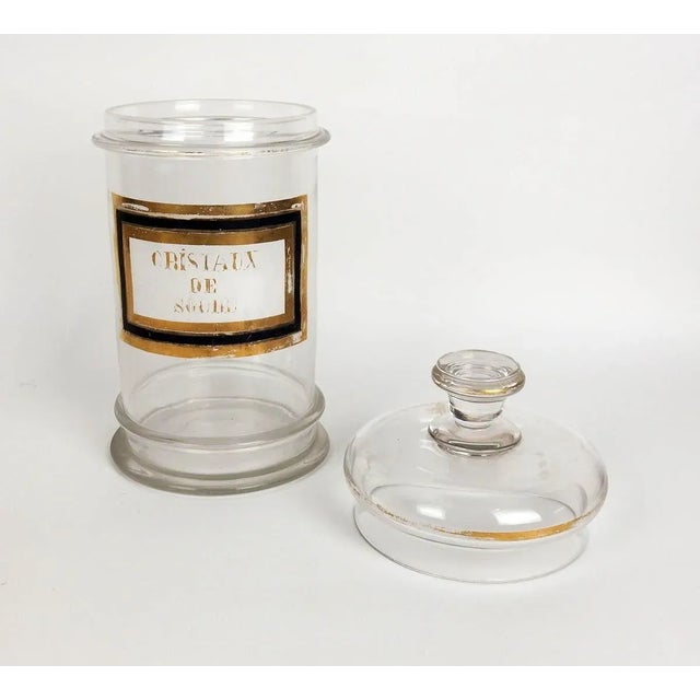 Glass Pharmacy Jar with Cristaux de Soda Inscription For Sale - Image 4 of 11