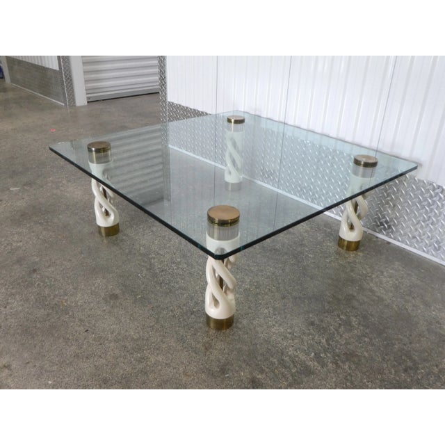 1970s 1970s Designer White Porcelain Twisted Column Coffee Table For Sale - Image 5 of 10