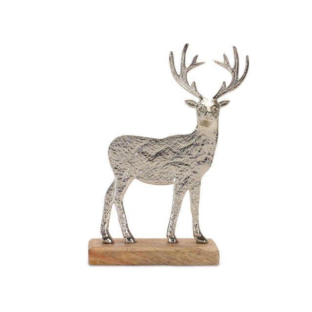 Bring the charm of a winter woodland retreat to your holiday decor with this stunning Metal Deer Silhouette with Wood...