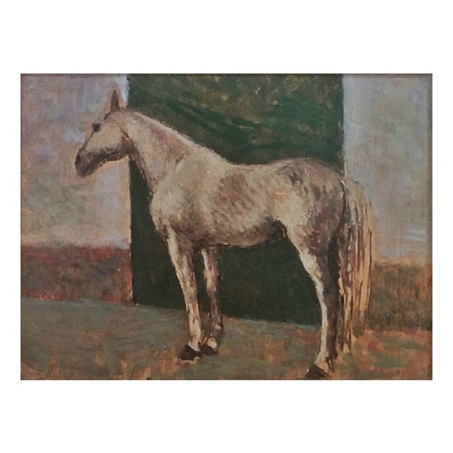 Giovanni Malesci, White Horse, 1945, Oil on Wood For Sale