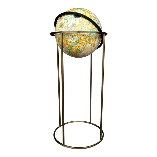 Paul McCobb Style Globe on Brass Stand For Sale