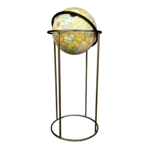 Paul McCobb Style Globe on Brass Stand