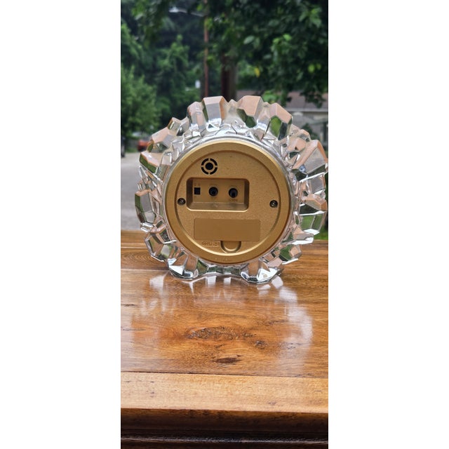 Vintage Linden Crystal Quartz Desk Clock With Faceted Glass Case For Sale - Image 9 of 12