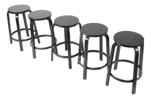Alvar Aalto Artek Counter Stool 64 Black Birch Total of 5