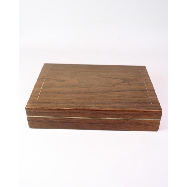 Storage Box in Rosewood with Silver Inlay from KFK, 1960s For Sale - Image 3 of 8