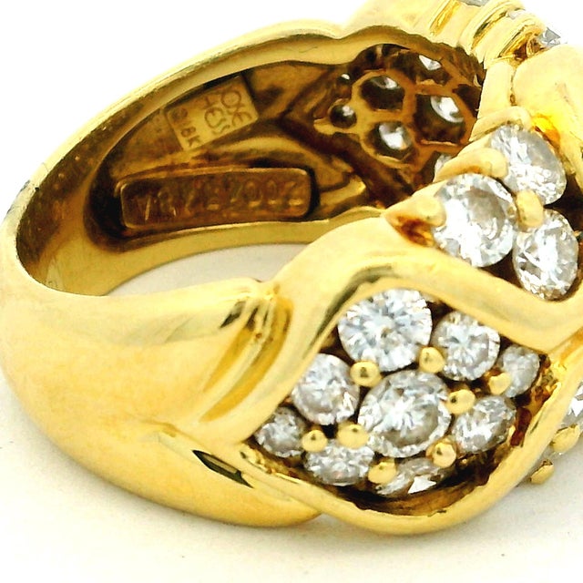 1990s Jose Hess 18k Gold 4.50 Carat Diamond Bombe Ring, Size 7 For Sale - Image 10 of 12