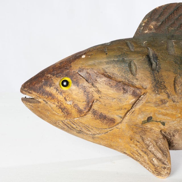 Carved fish, painted with detail. Great addition to a man cave or going for a cabin look.