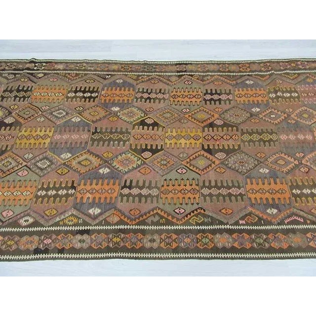 Handwoven Vintage Turkish Kilim Rug - 61" x 159" For Sale - Image 4 of 6