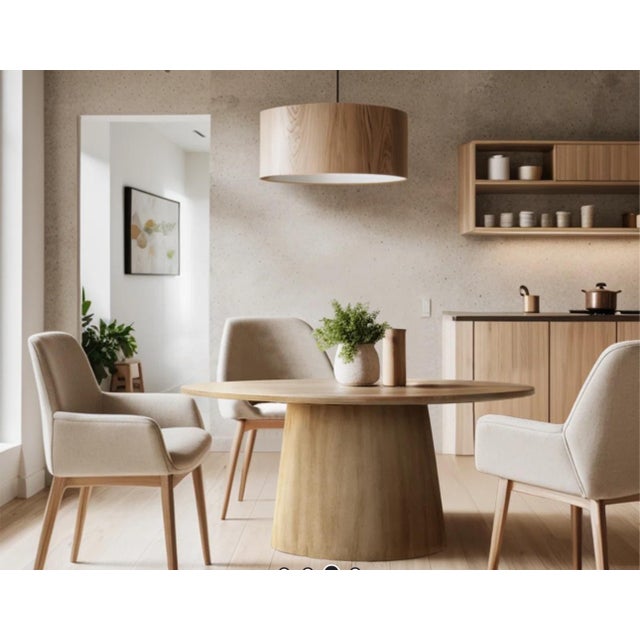 Custom White Oak Pedestal Dining Table For Sale - Image 4 of 5