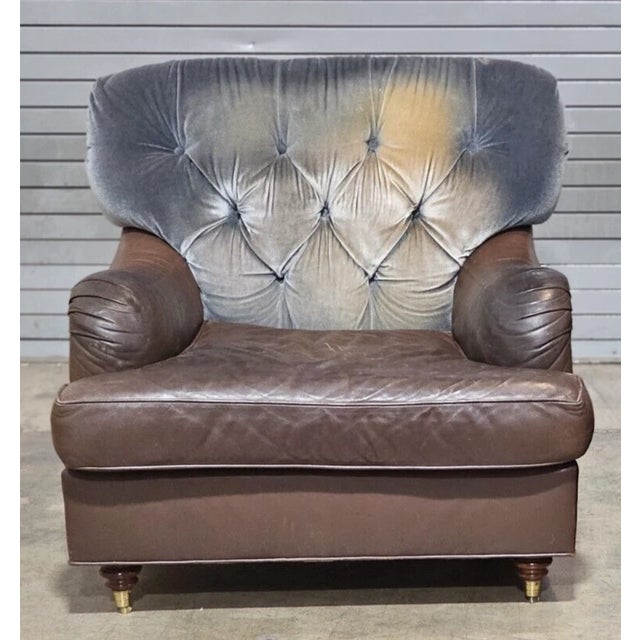 Store Item: Baker Brown Leather & Blue Suede Club Armchair Lounge Armchair Description: From the Milling Road Collection....