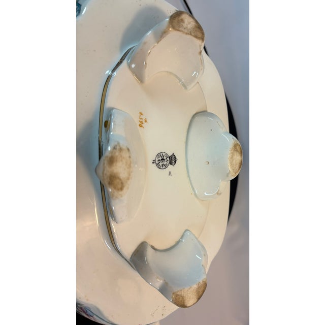 Rare Antique Royal Worcester Hand Painted Chinoiserie Porcelain Tureen, Elaborate Elephant Molded Handles & Dragon Head With Chicken Feet Lid Handle For Sale - Image 14 of 15