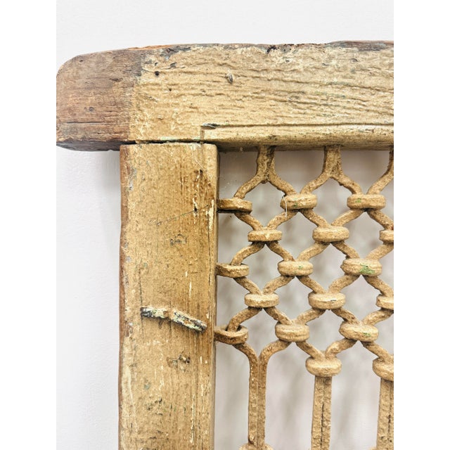 Antique Wood and Metal Indian Jali Window For Sale - Image 4 of 5