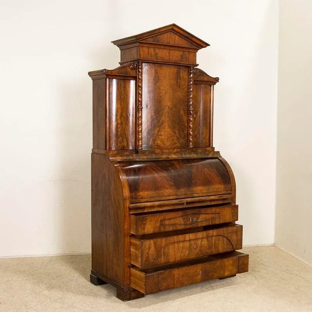 Antique 19th Century Danish Biedermeier Mahogany Secretary Desk For Sale - Image 4 of 12