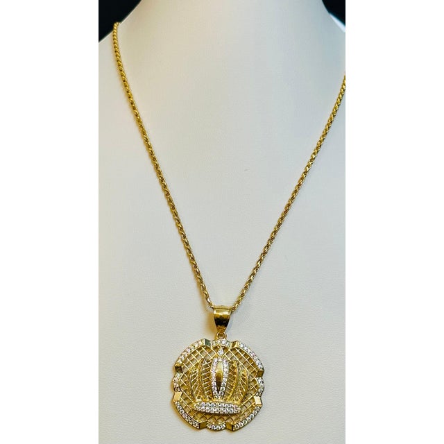 Natural Diamond 1.25 Carat Large Pendant in 14 Karat Gold with Rope Chain For Sale - Image 4 of 18