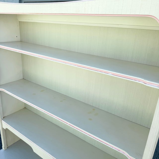 Vintage Coastal Faux Bamboo Cream and Pink Desk With Hutch by Thomasville For Sale - Image 10 of 12