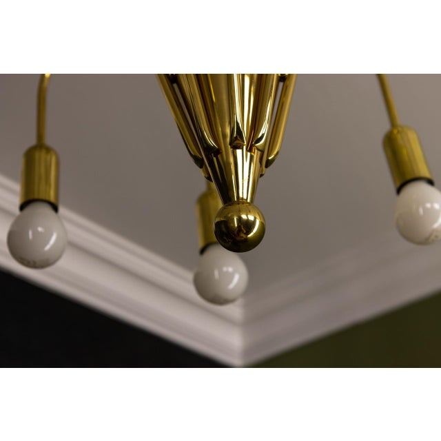 Mid-Century Modern Brass Eight-Light Sputnik Chandelier by Tz Leuchten, Germany, 1970s For Sale - Image 12 of 18