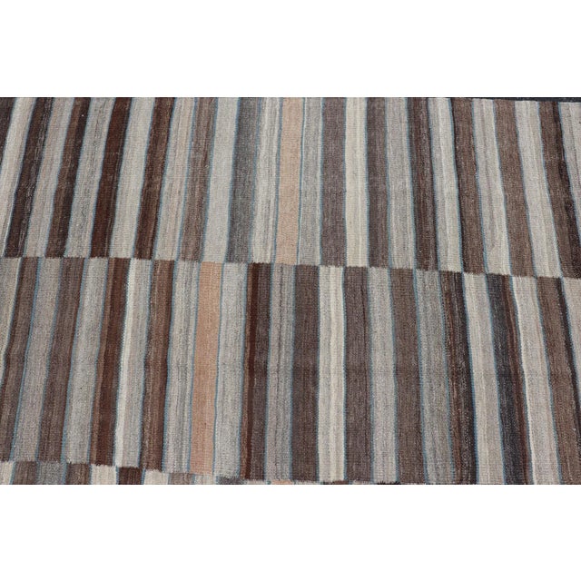 2020s Modern Earth Tones Kilim Rug by Keivan Woven Arts, Striped Design, 9' X 11'9" For Sale - Image 5 of 13