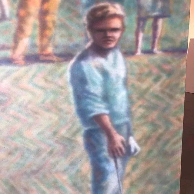 Green Wayne Timm : Large Vintage Painting Titled: Goodbye Arnie,1968 For Sale - Image 8 of 12