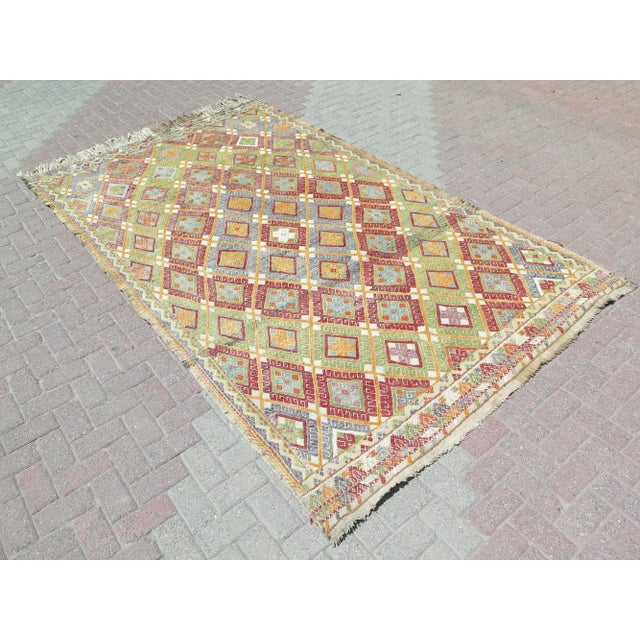 Mid 20th Century 60s Turkish Handmade Boho Kilim Area Rugs For Sale - Image 5 of 11