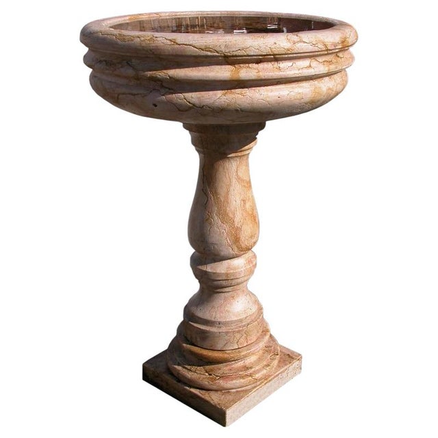 21st Century Freestanding Holy Water Font in Giallo Reale Marble For Sale - Image 6 of 6