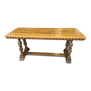 19th Century Oak Trestle Console Table For Sale