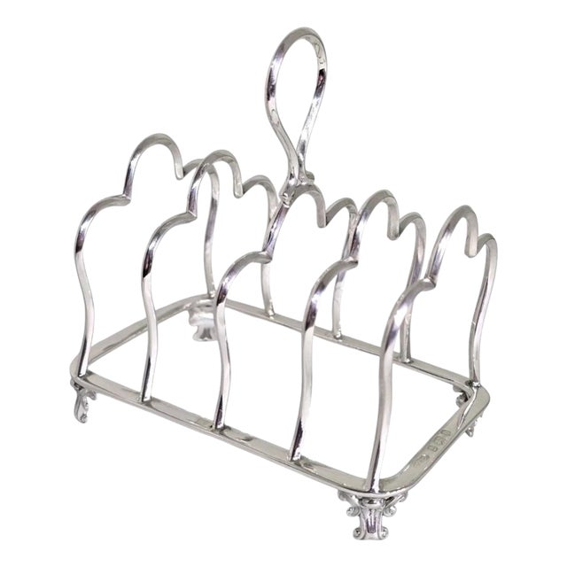 Antique Edwardian Sterling Silver Five-Bar Toast Rack from Marples & Co., 1901 For Sale