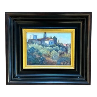 Elyse Gerard, Tuscan Villa, Landscape Oil Painting on Linen Mounted on Board, Early 21st Century For Sale