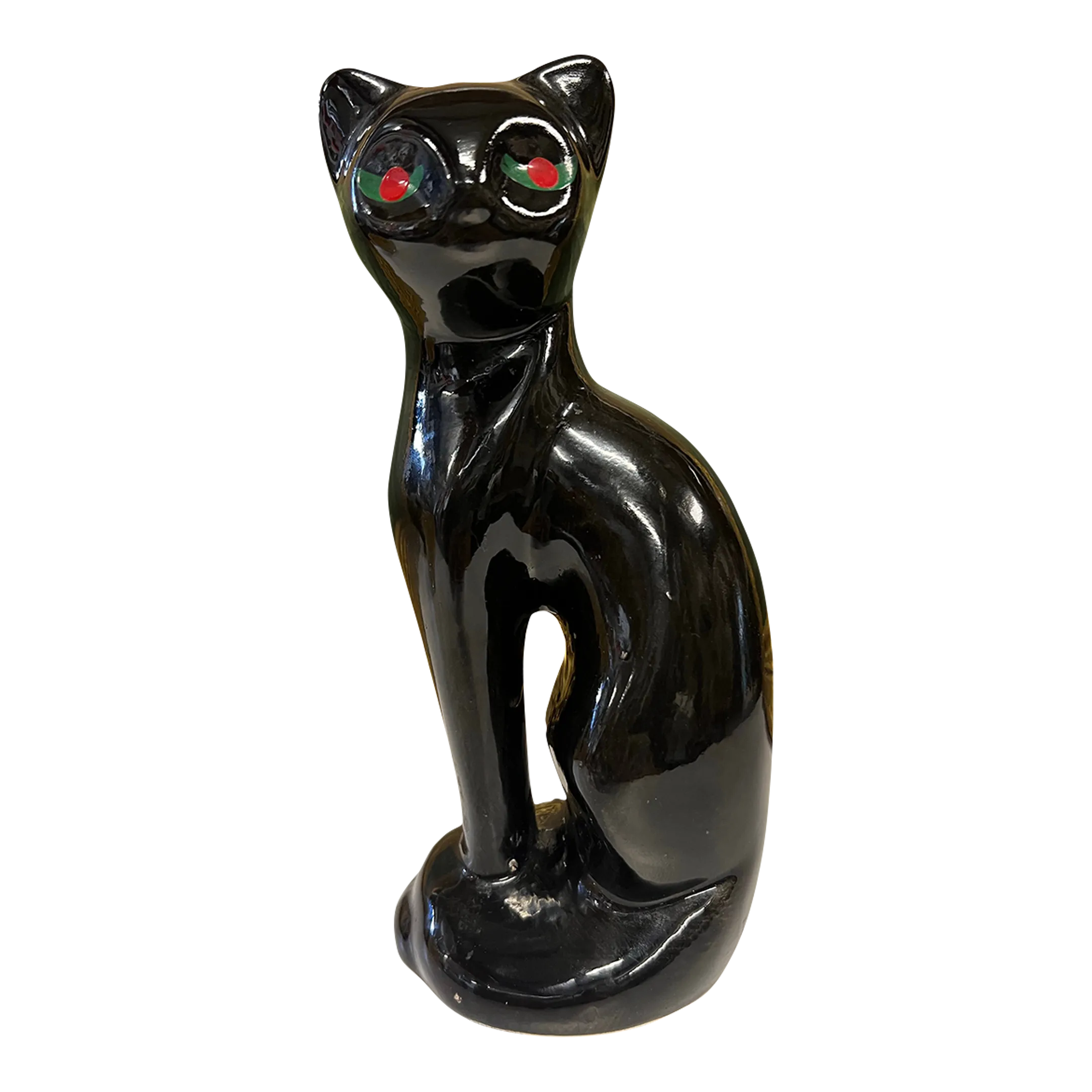 Mid-Century Halloween Decor Ceramic Black Cat. | Chairish
