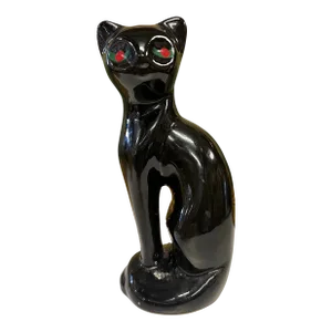 Mid-Century Halloween Decor Ceramic Black Cat.