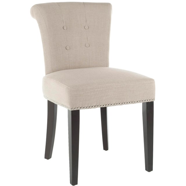 Modern 21''H Kd Side Chairs With Silver Nailheads in True Taupe & Espresso - a Pair For Sale - Image 3 of 9
