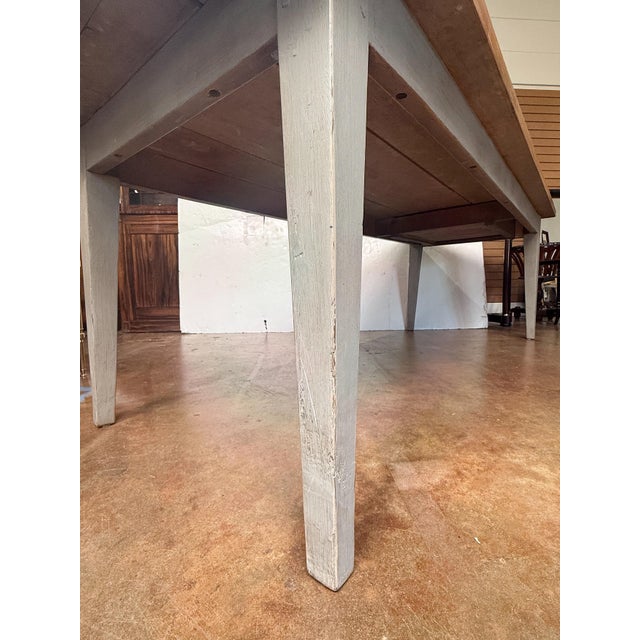 Large French Rectangular Farmhouse Table on Painted Frame For Sale - Image 12 of 15