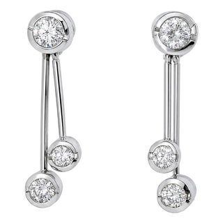 Late 20th Century Pair of 14K White Gold Bezel Set Diamond Earrings For Sale