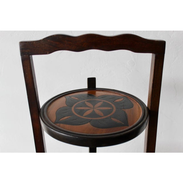 Vintage Mid Century Hand Crafted Wood Three Tier Plate Cake Plant Stand For Sale In Miami - Image 6 of 9