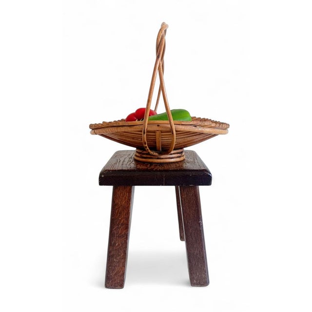 Vintage Rattan Fruit Bowl Basket Centerpiece by Franco Albini, 1950s For Sale - Image 9 of 16