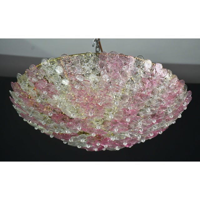 1970s Wonderful Extra Large Size Pink Murano Glass Ceiling Light Flower by Seguso For Sale - Image 4 of 15